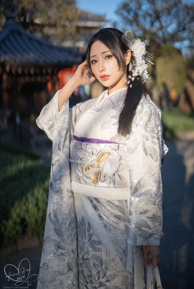 雨波_HaneAme – NO.303 Original 2024 New year Silver Kimono（银钿和服 – 2024新年）[33P-86M]-1